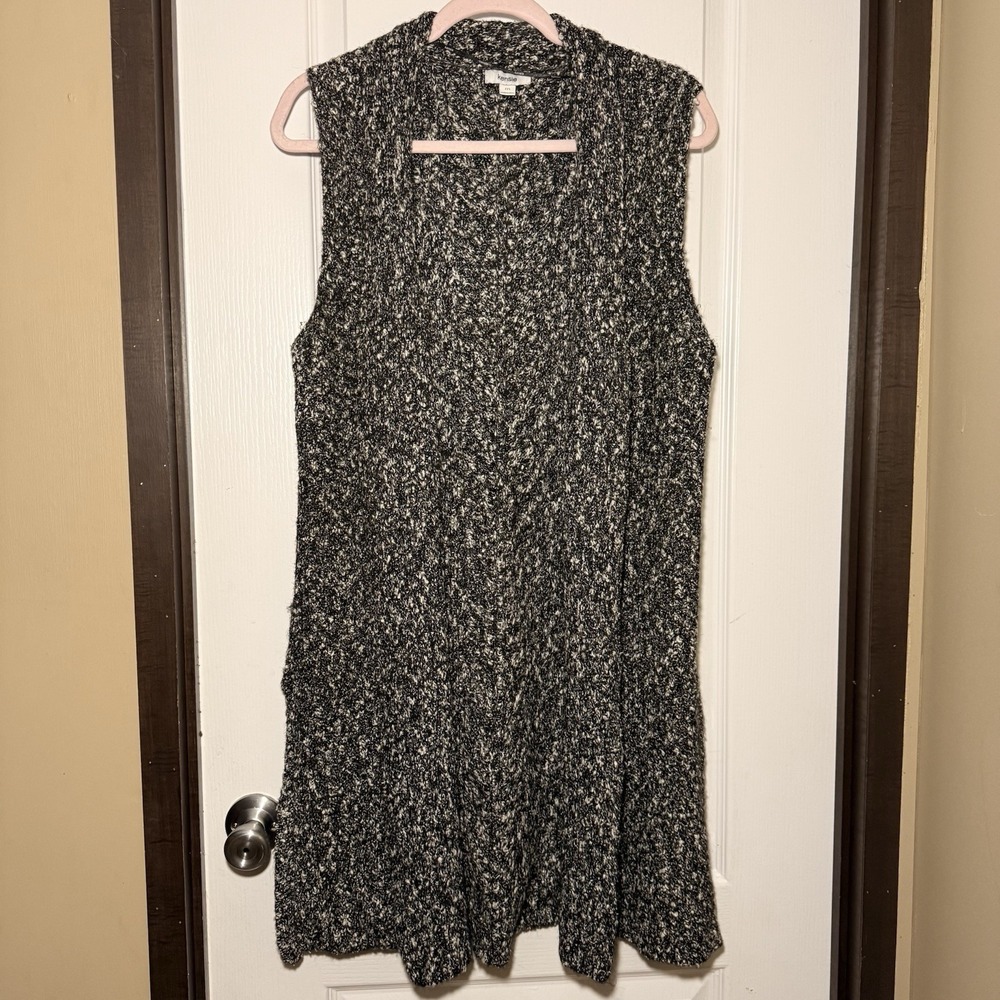 Kensie Eyelash Knit Tweed Long Line Sweater Vest Size Medium